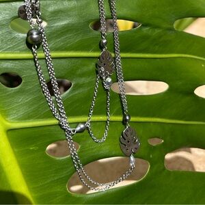 Matira collection silvertone collier tiare 11  Tahitian Keishis Pearl Necklace40